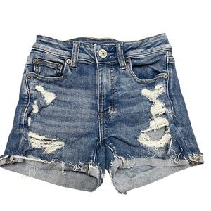 American Eagle Next Level Stretch Distressed Hi-Rise Shortie Shorts Size 00